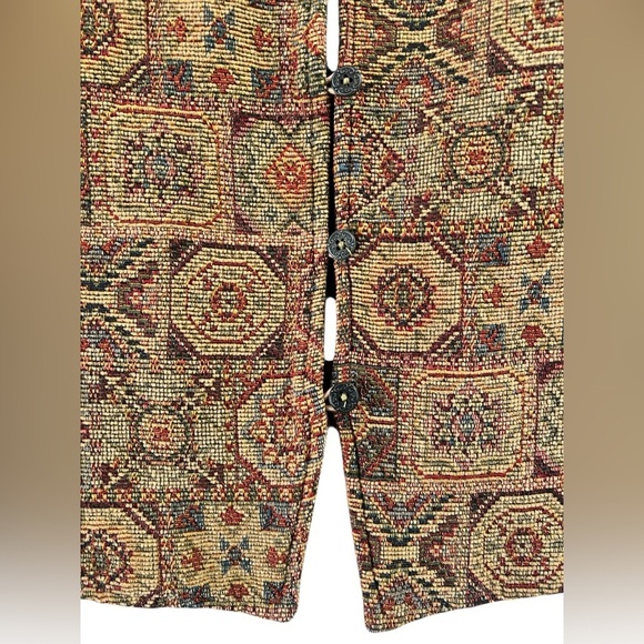 White stag brown tapestry button down vest - Picture 3 of 4